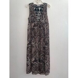 Soprano Duster Kimono Bohemian Paisley Print Lace Yoke Sleeveless Women M (967)